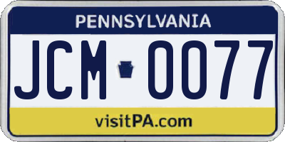 PA license plate JCM0077
