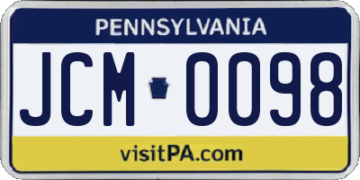 PA license plate JCM0098
