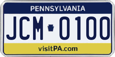 PA license plate JCM0100