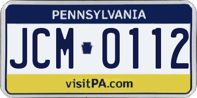 PA license plate JCM0112