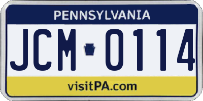 PA license plate JCM0114