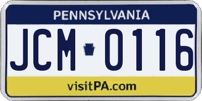 PA license plate JCM0116