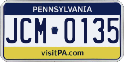 PA license plate JCM0135