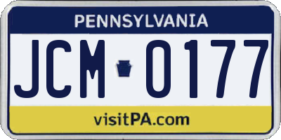 PA license plate JCM0177