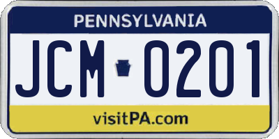 PA license plate JCM0201