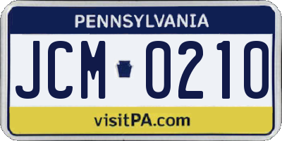 PA license plate JCM0210