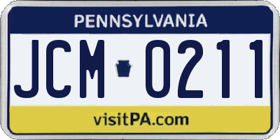 PA license plate JCM0211