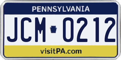 PA license plate JCM0212