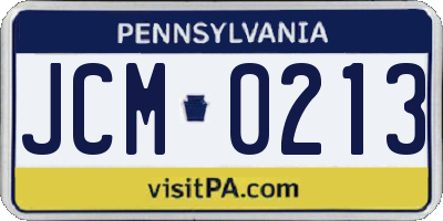 PA license plate JCM0213