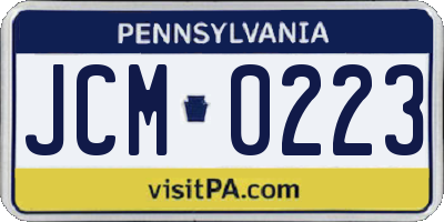 PA license plate JCM0223
