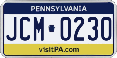 PA license plate JCM0230