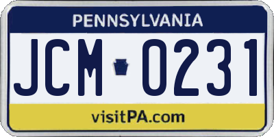 PA license plate JCM0231
