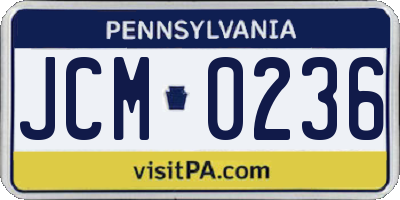 PA license plate JCM0236