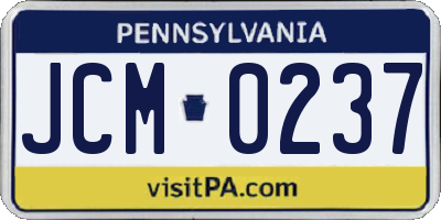 PA license plate JCM0237