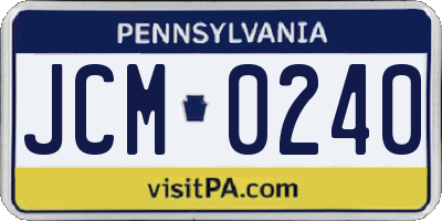 PA license plate JCM0240