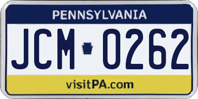 PA license plate JCM0262