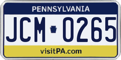 PA license plate JCM0265