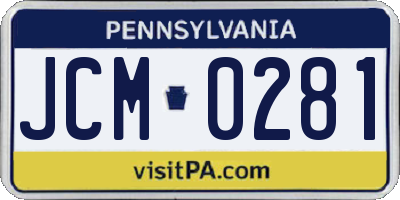PA license plate JCM0281
