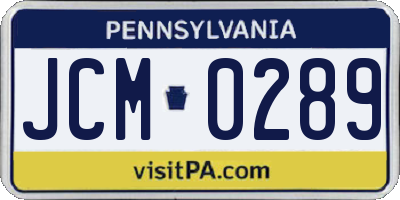 PA license plate JCM0289