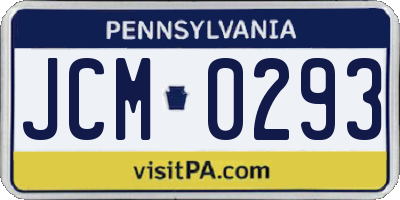PA license plate JCM0293