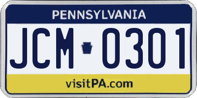 PA license plate JCM0301