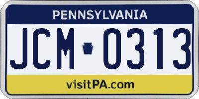PA license plate JCM0313
