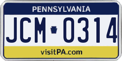 PA license plate JCM0314