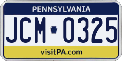 PA license plate JCM0325