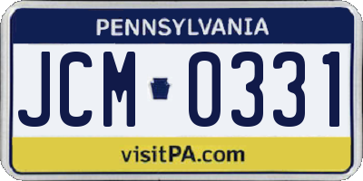 PA license plate JCM0331