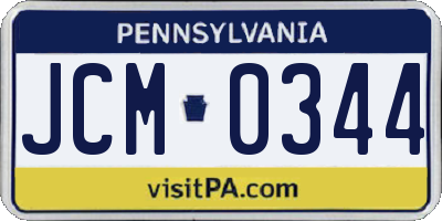 PA license plate JCM0344