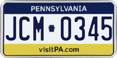 PA license plate JCM0345