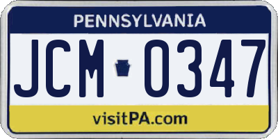 PA license plate JCM0347