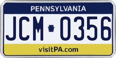 PA license plate JCM0356