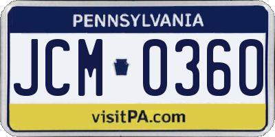 PA license plate JCM0360
