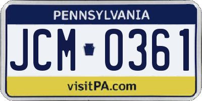 PA license plate JCM0361