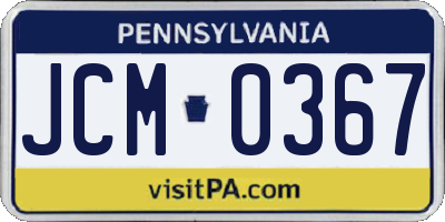 PA license plate JCM0367