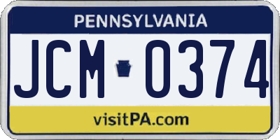 PA license plate JCM0374
