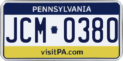 PA license plate JCM0380