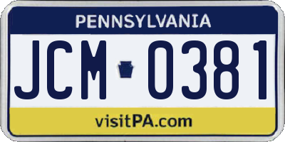 PA license plate JCM0381