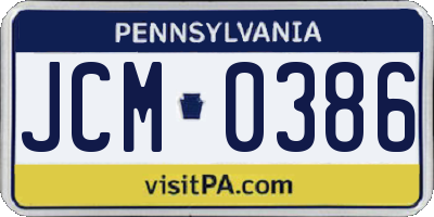PA license plate JCM0386