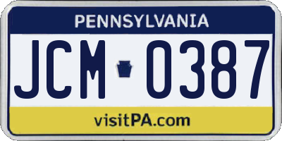 PA license plate JCM0387