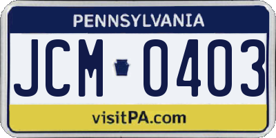 PA license plate JCM0403