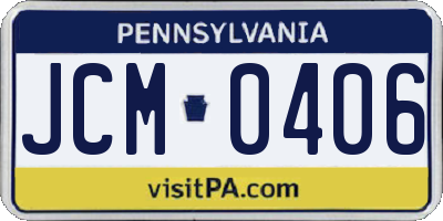 PA license plate JCM0406