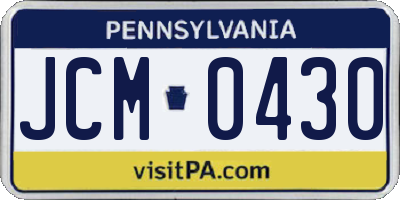 PA license plate JCM0430