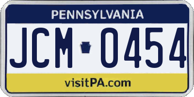 PA license plate JCM0454