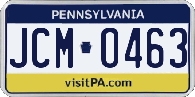 PA license plate JCM0463