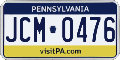 PA license plate JCM0476