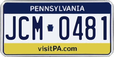 PA license plate JCM0481