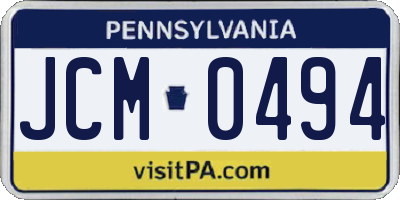PA license plate JCM0494