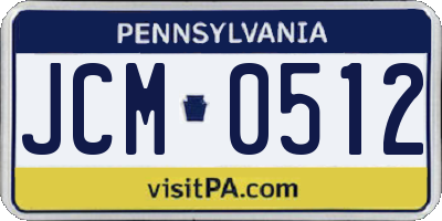 PA license plate JCM0512